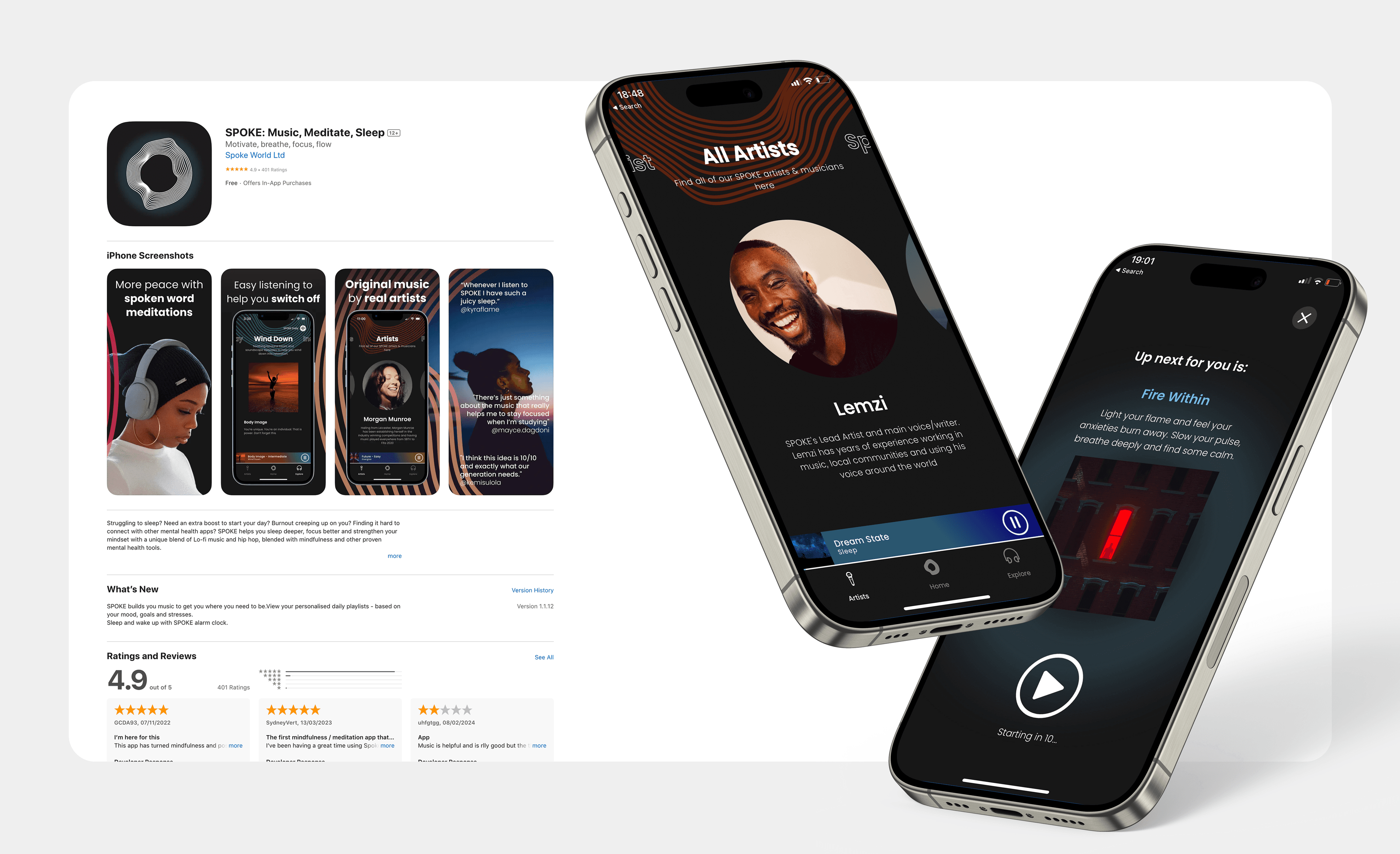 SPOKE on the App Store with iPhone mockups