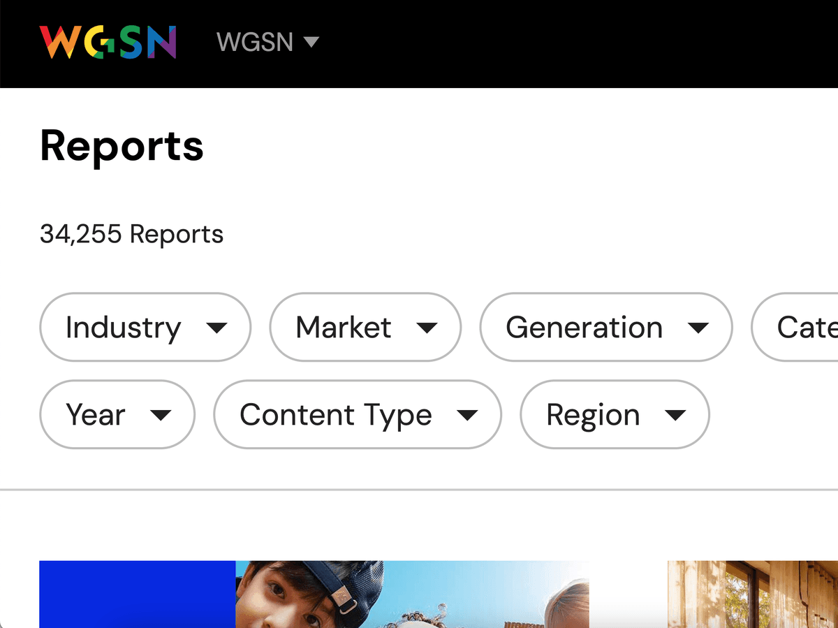 WGSN Reports page