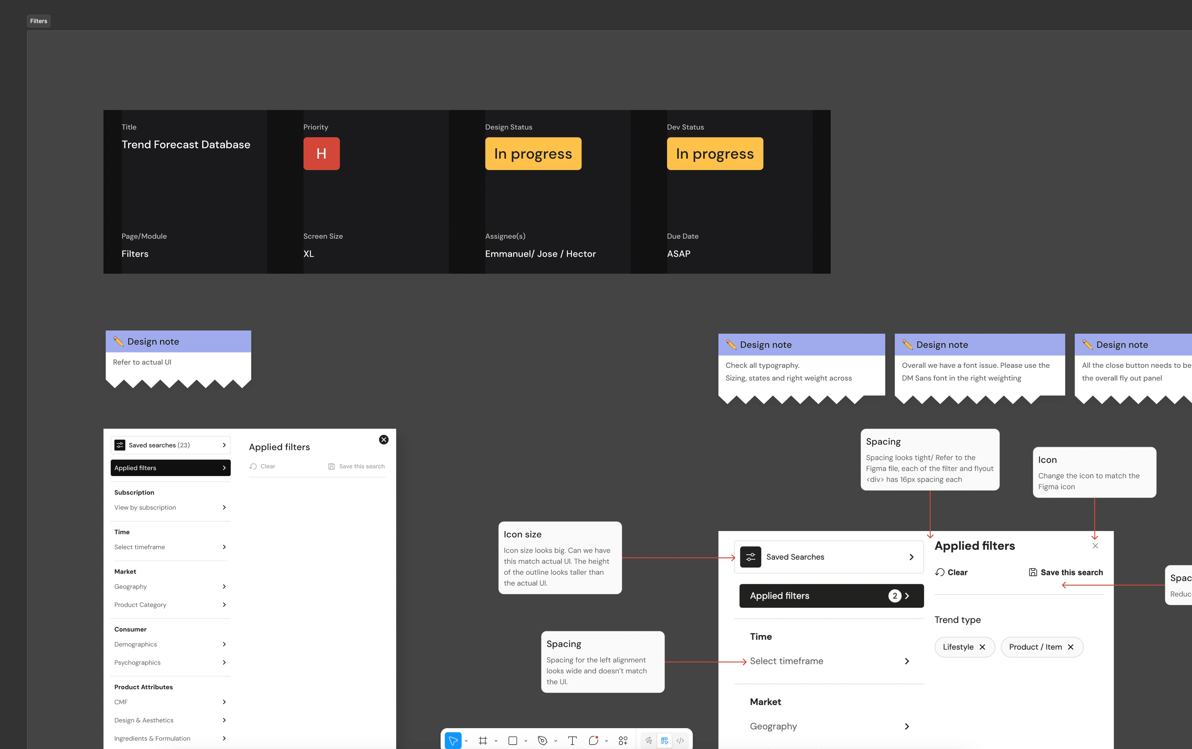 Filter design QA and spacing review